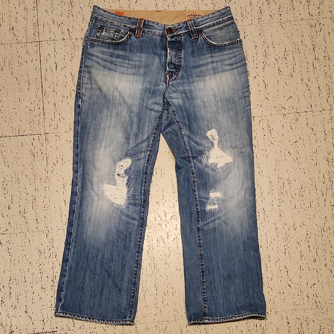 Hugo Boss Blue Fade Distressed Straight Leg Crafted 1 Jeans Vintage Y2k
